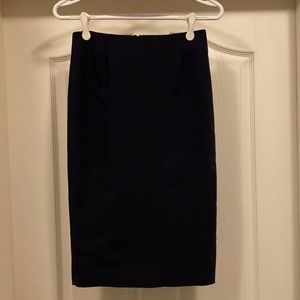 Navy Blue Slimline Midi Skirt with back kick slit